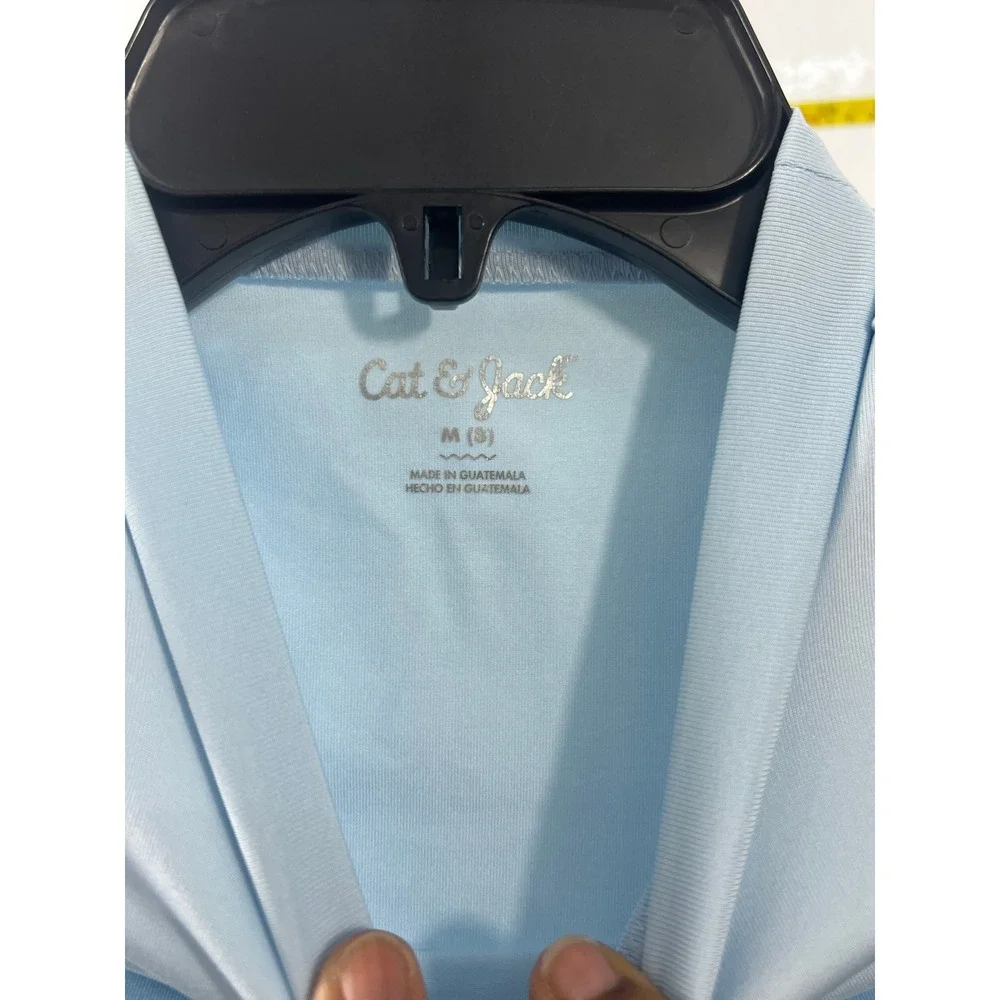 Cat & Jack Boys‎ Light Blue Short Sleeve Rash Guard Swim Shirt Size M 8